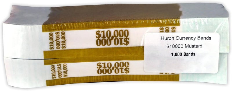 Currency Money Band Wrappers $10,000 Mustard (1000 pcs)